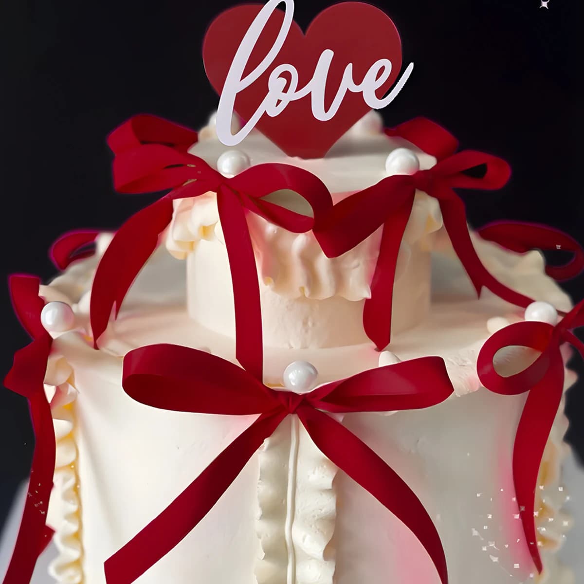 Decorazione per torta con fiocco rosso rosa, dessert, decorazioni per la casa, decorazioni per feste di compleanno, decorazioni per eventi serali romantici di San Valentino per bambini