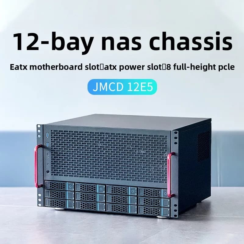 Deepened 12-Bay EATX Motherboard ATX PSU U2 HDD 360 Water Cooling AIO Storage Server NAS Chassis