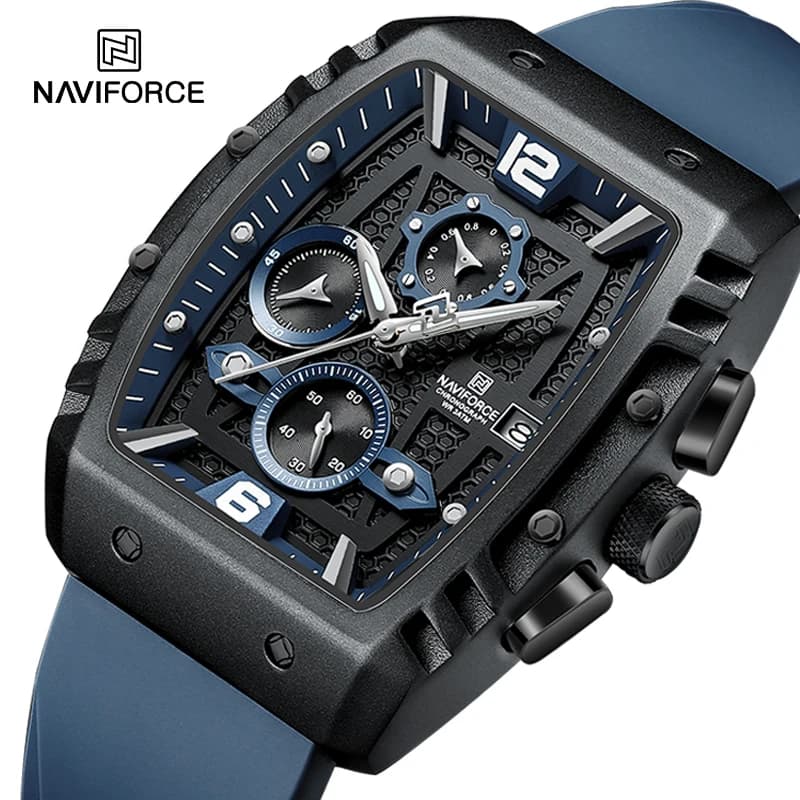 NAVIFORCE Orologio da uomo di lusso impermeabile sportivo al quarzo morbido cinturino in silicone data orologio militare cronografo orologio da polso Reloj Hombre