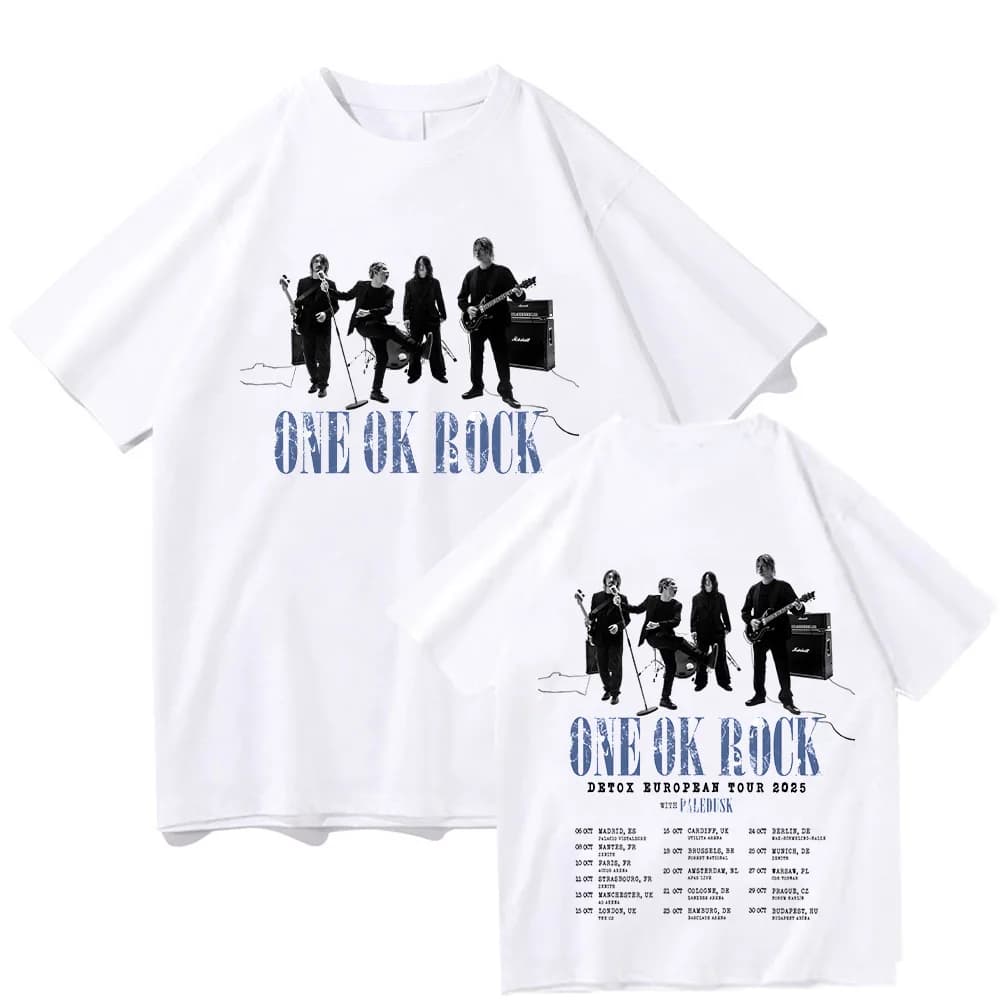 ONE OK ROCK Detox Europban Tour 2025 T-shirt in cotone estivo oversize Hip Hop Harajuku YK2 Trend Top per donna/uomo Girocollo Tees