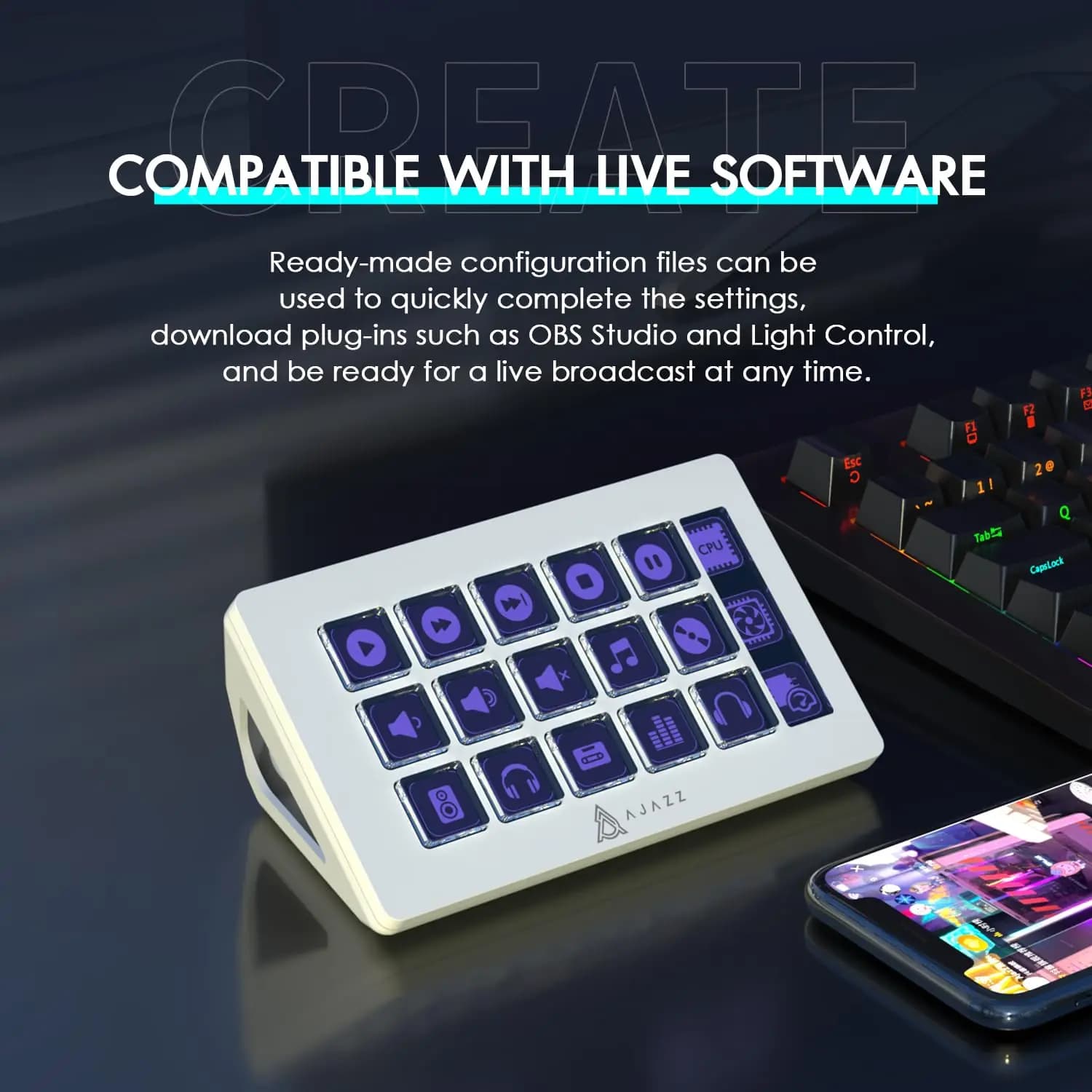 ATTACK SHARK x AJAZZ AKP153 STREAM DECK 15 pulsanti personalizzabili Stream Deck con schermo laterale versatile