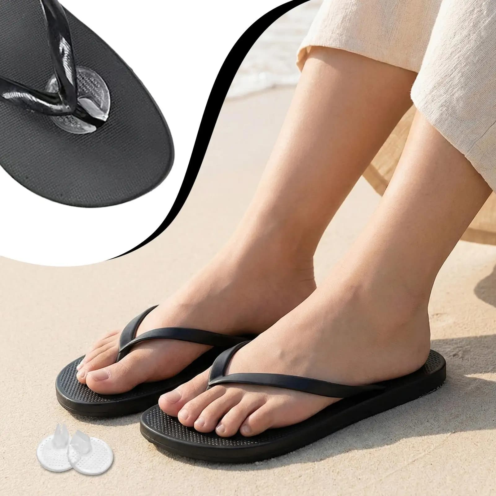 Portable Thong Sandal Toe Protectors Silicone Non Slip Clear Reusable Cushion for Men Women Home Beach Vacation Shopping Walking