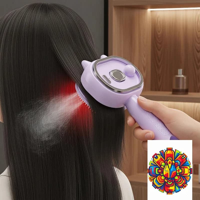 1Pcs Cute Cat Ear Electric Spray Hair Brush Red Light Hair Care Massage Essential Oil Mist For Daily Use And Travel