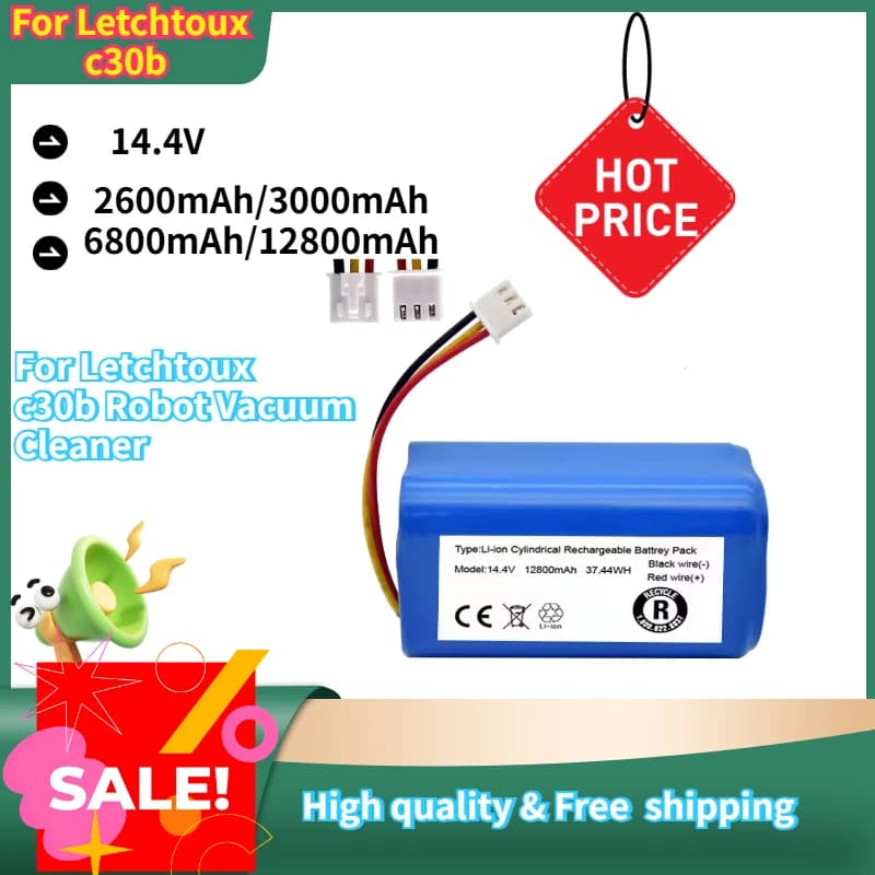 New 14.4V 12800mAh Battery for Letchtoux c30b Robot Vacuum Cleaner