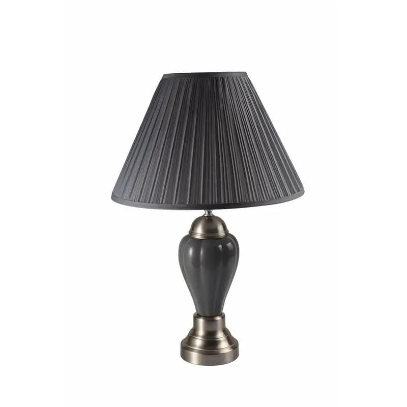 Lampada da tavolo alta in metallo da 27,5 pollici in argento e grigio: elegante apparecchio di illuminazione per la casa per soggiorno, camera da letto o ufficio