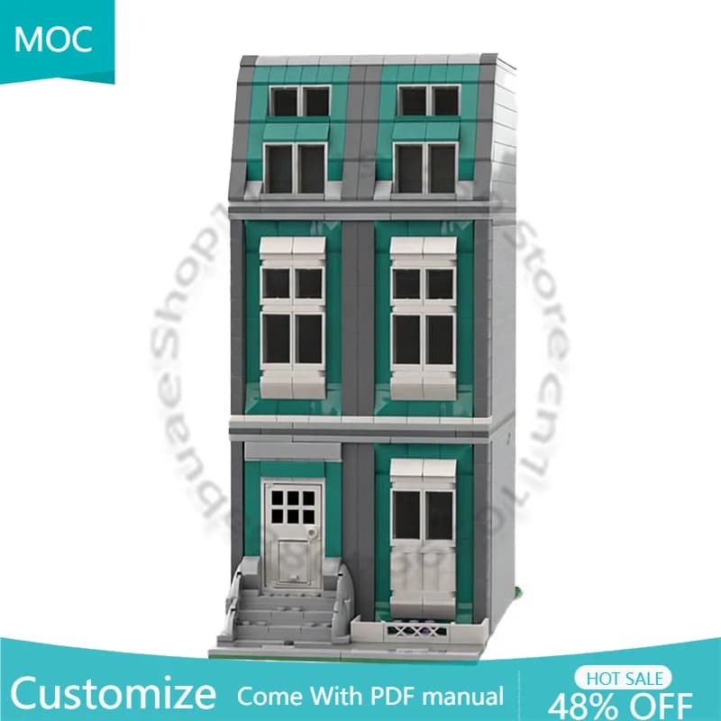 Set di Costruzioni Modulari da 710 Pezzi, Facciata di Casa a Schiera Personalizzabile, Blocchi Modulari dal Design Semplice, Giocattolo Fai-da-Te per Ragazzi