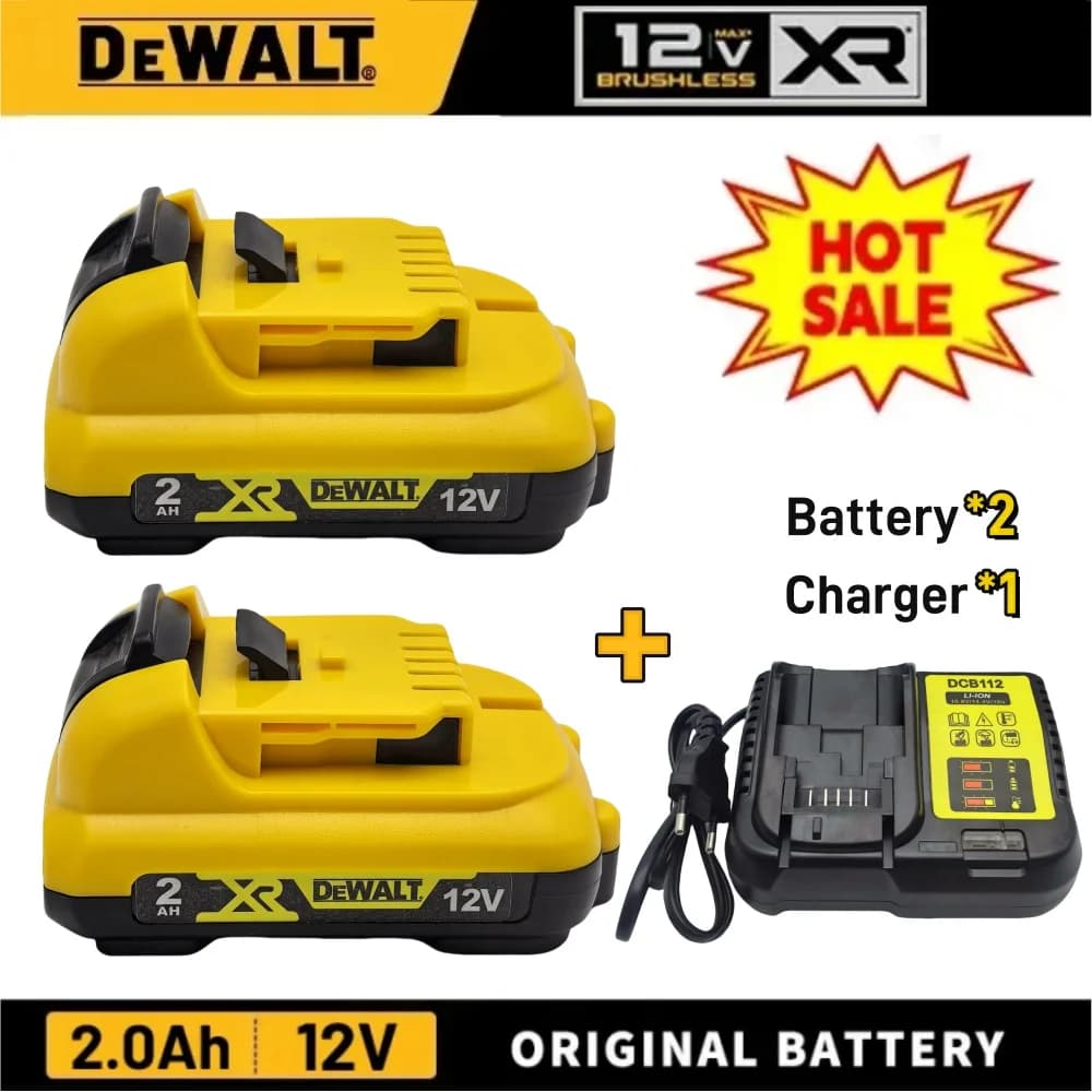 Authentic DEWALT lithium-ion battery, dewalt 12V xr max LED battery, 2.0Ah , DCB125, DCB124, DCB122, DCB127 power tool batter