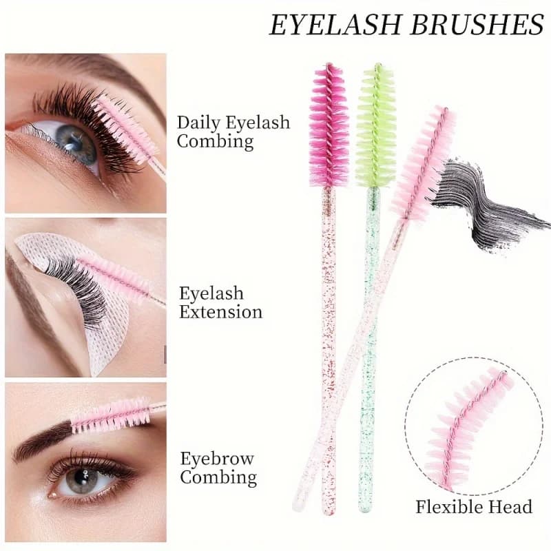 50 Mascara brushes and eyelash combs - Makeup tools, suitable for extension eyelashes and design eyebrows, beauty accessories, for home use