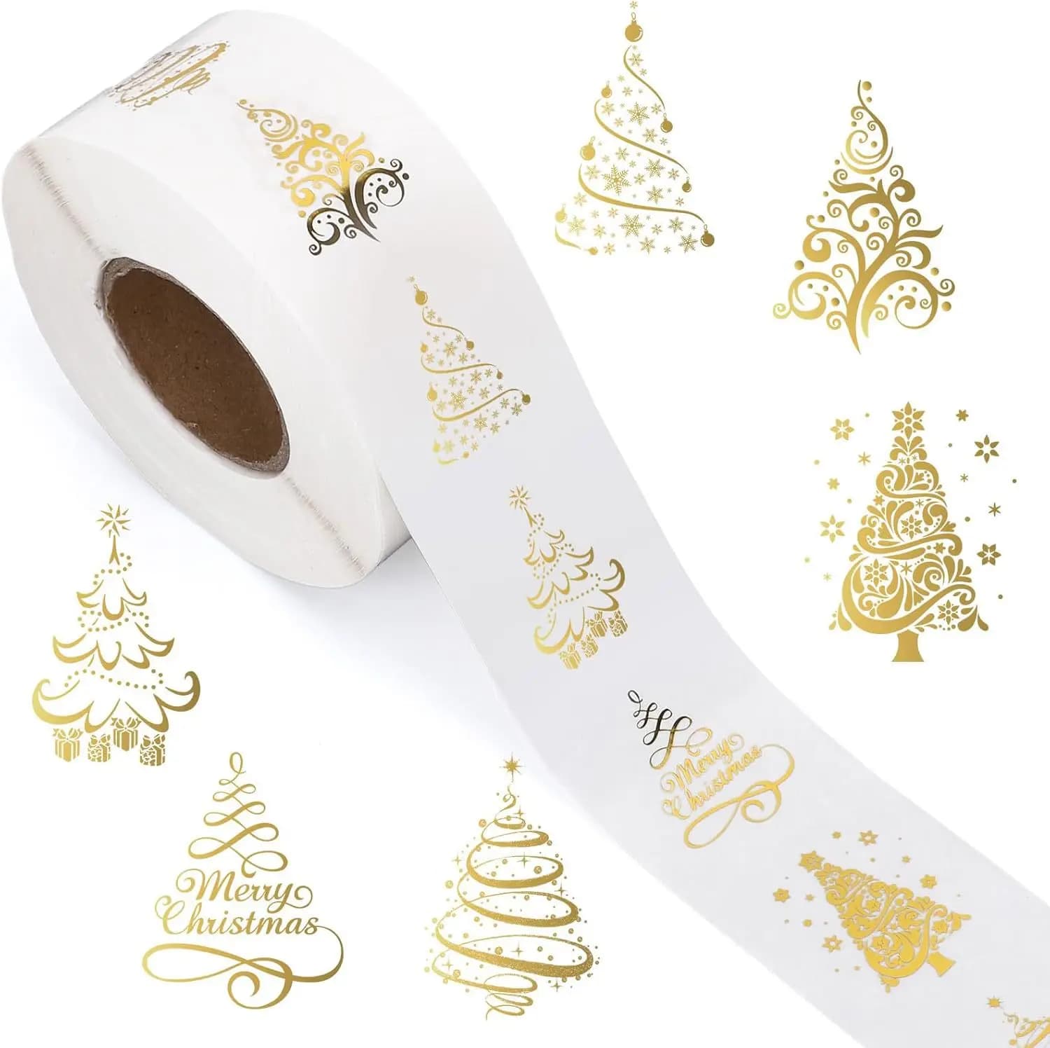 500 pz 1 pollice/2.5 cm Trasparente Buon Natale Adesivi Presenta Carte Tag Sigilli Autoadesivi Etichetta Scrapbooking adesivi