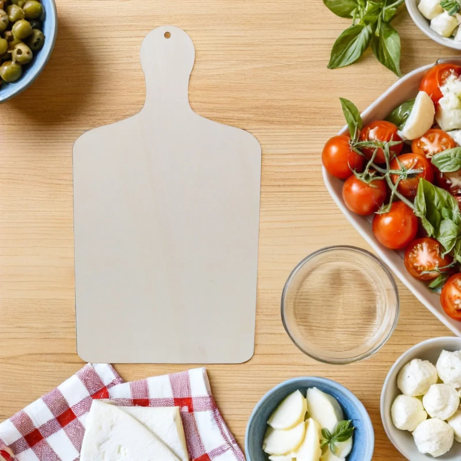 Set di 6 Taglieri in Legno Grezzo, Stile Rustico, Rettangolari con Manico, per Formaggio, Carne, Pane, Preparazione Cucina, Fai-da-Te