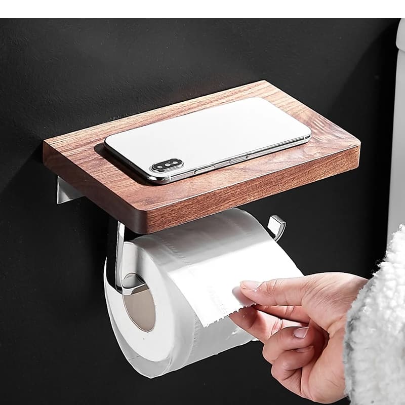 Porta asciugamani di carta in legno, portarotolo per carta igienica, portaoggetti a parete, ripiani per il bagno di casa