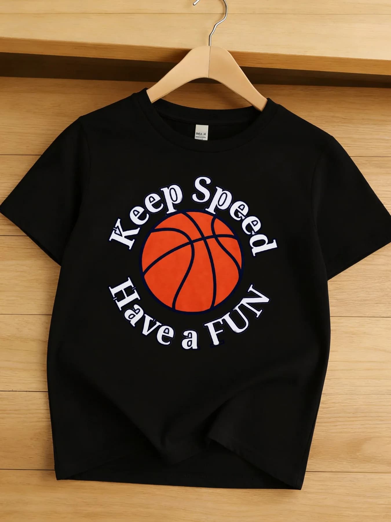 Kids Keep Speed Have A Fun Basketball Sport Graphic Tee Boys Girls Family Matching Short Sleeve Cool Casual Everyday T Shirt