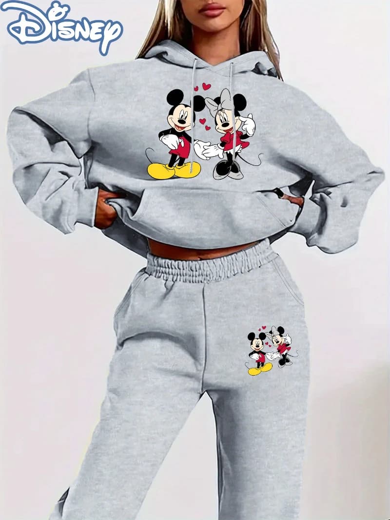 Felpa con Cappuccio da Donna Disney Minnie Mouse di Potdemiel - Outfit Casual Foderato in Pile con Stampe di Minnie Mouse e Mickey