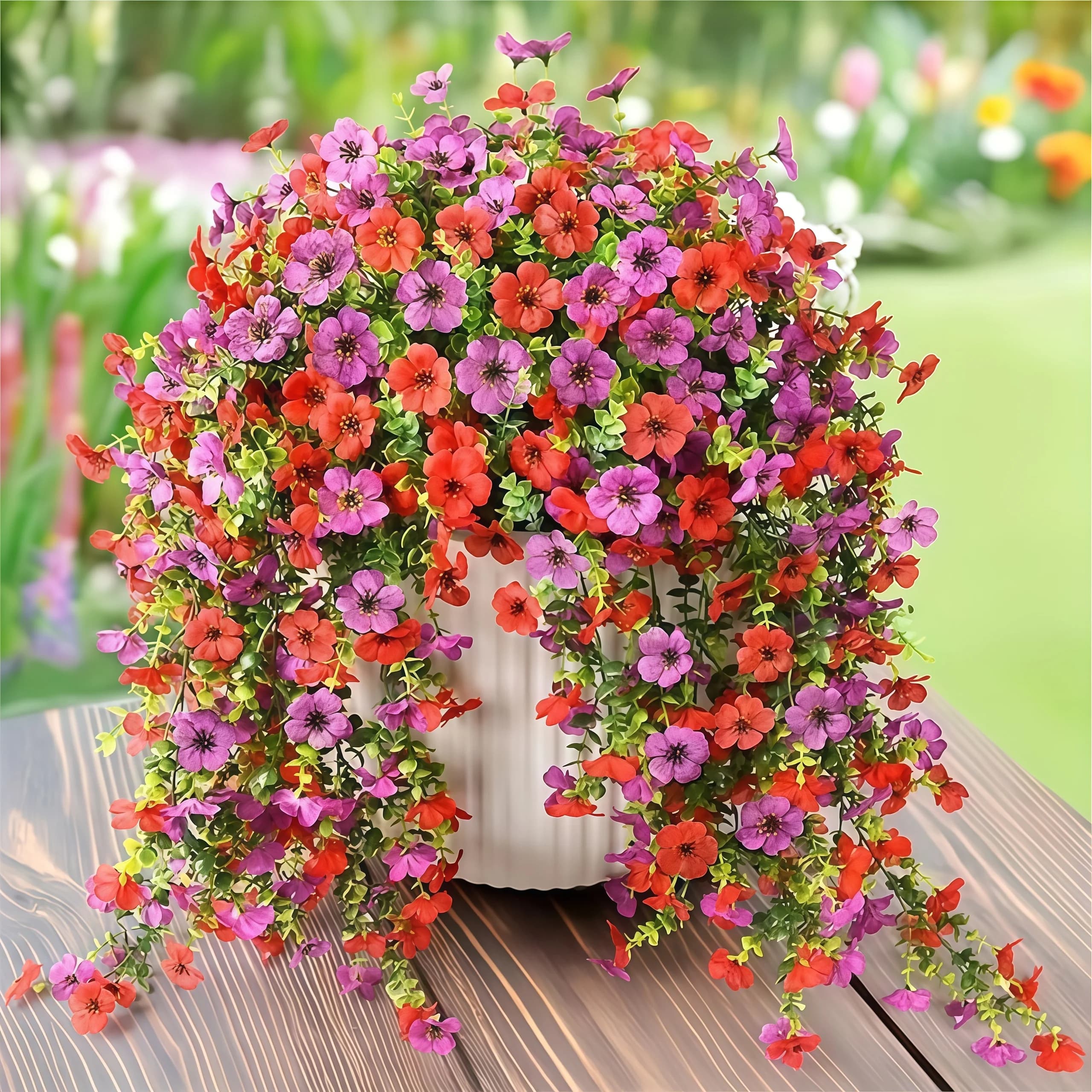 2/4 pezzi di fiori artificiali simulati eucalipto mattina gloria viti con foglie di eucalipto, per la decorazione del giardino esterno di casa