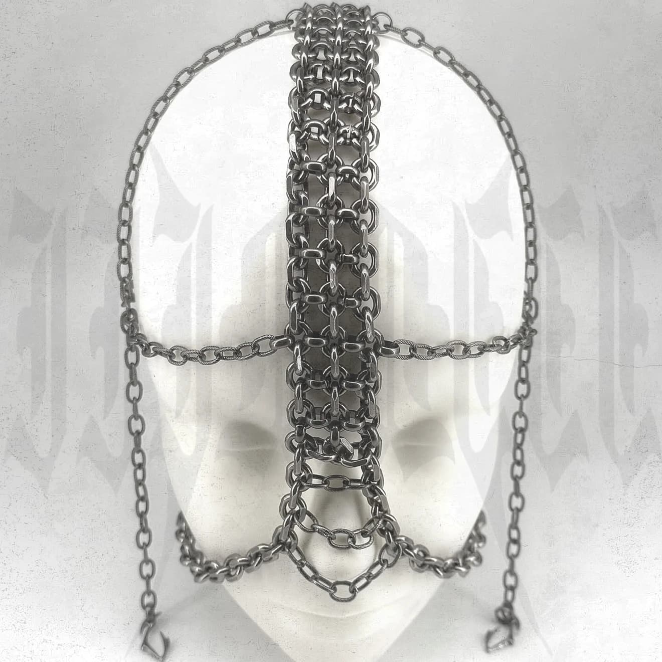 Maschera in metallo punk Catena esagerata per donne Uomini Ragazze Gioielli per il viso montati sulla testa Festa di ruolo Maschera Festa in maschera