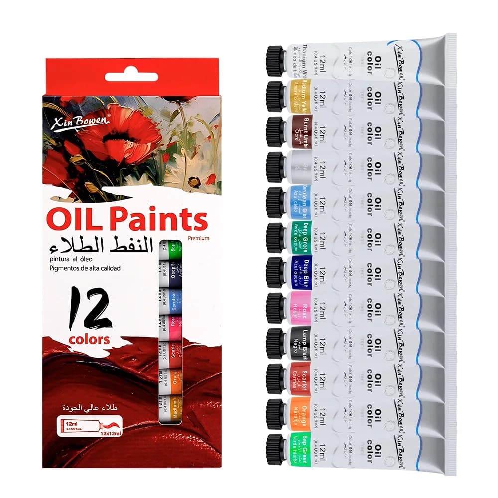 12 Color Oil Paints Set 12ml Tubes Art Supplies Students Beginners Waterproof Paints for Canvas Graffiti Fine Art Craft Projects