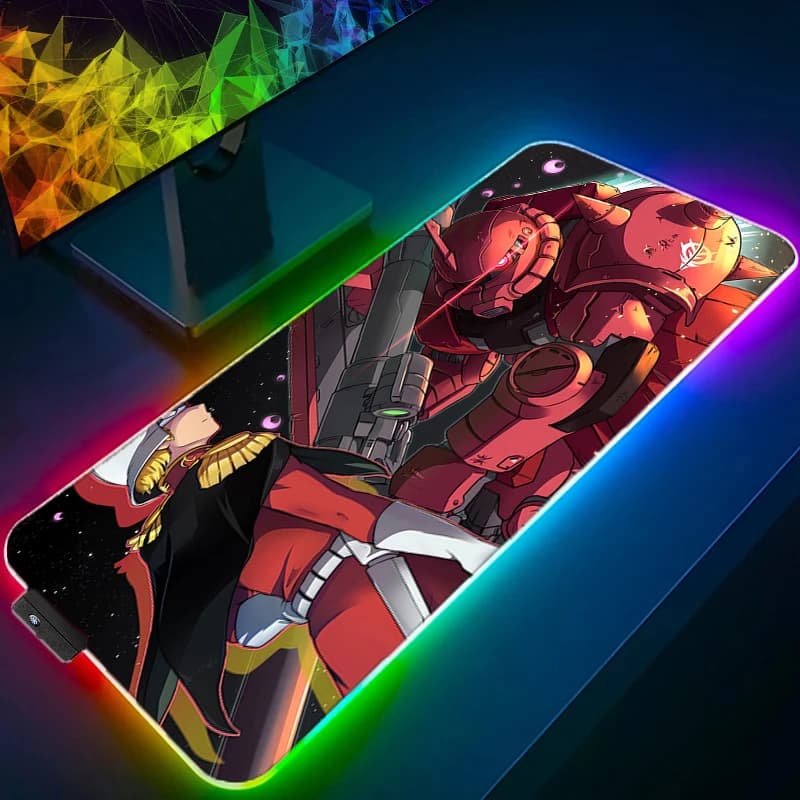 Tappetino per Mouse RGB 900*400 Grande, Nuovo Tappetino da Scrivania Mobile Suit Gundam, Accessori per Gaming PC, Tappetino XXL per Mouse e Tastiera Laptop