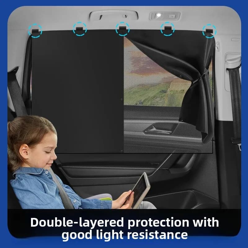 New 2-Strong Telescopic Magnetic Parades Curtains for Auto Window, Anti-Zanzare Network, UV Protection, Children and Newborn