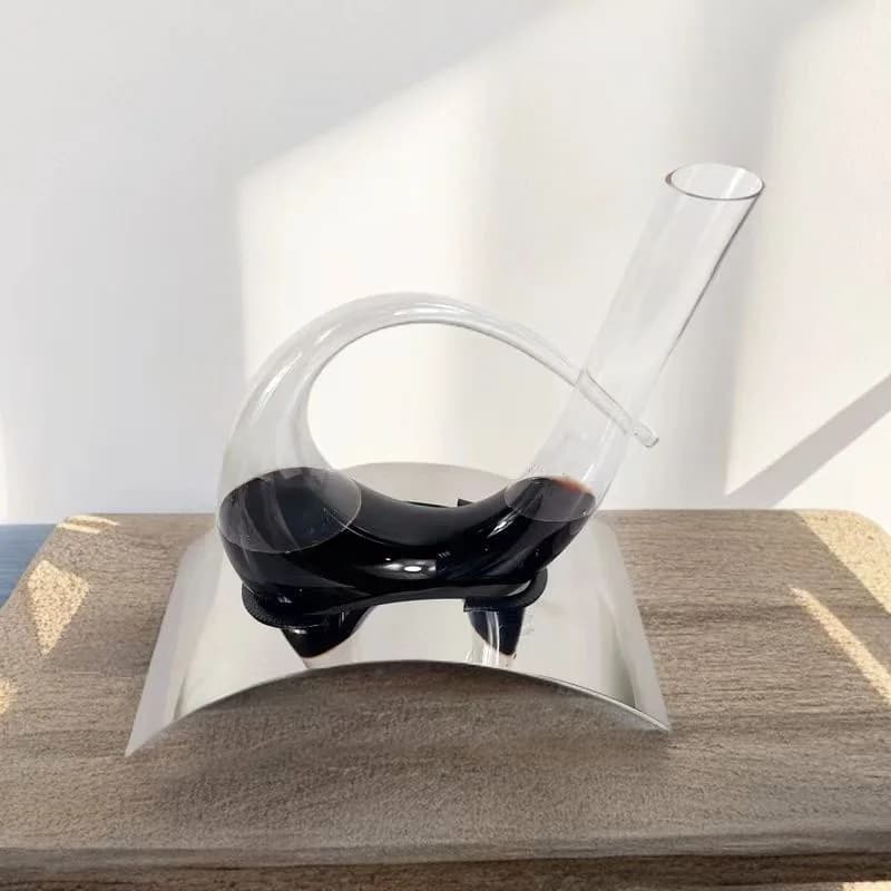 Bottiglia di vino tipo 6 con geometria creativa, vaso per vino domestico, decanter in vetro di cristallo trasparente di fascia alta, staffa in acciaio inossidabile
