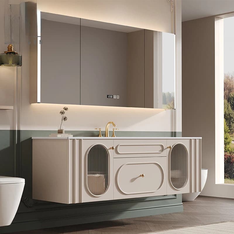 Mobili da bagno francesi con armadietto a specchio intelligente Rock Board Lavabo integrato Mobiletto per WC Mobili da bagno