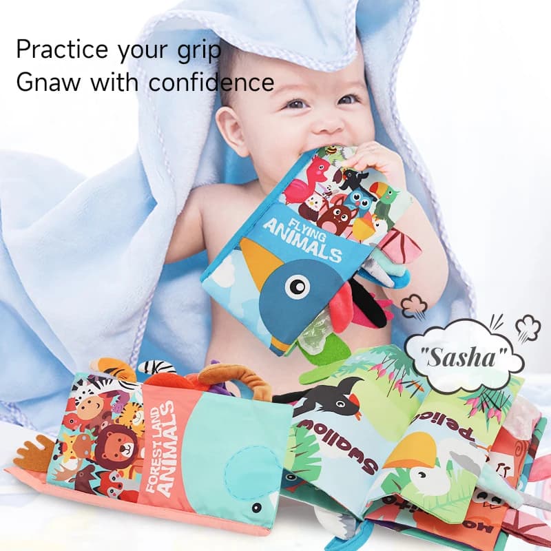 0-36 mesi Bambino Giocattolo per l'apprendimento precoce Libri di stoffa per bambini Libri morbidi per bambini 3D Touch Feel Libro di stoffa Puzzle interattivo Libro di stoffa Regali