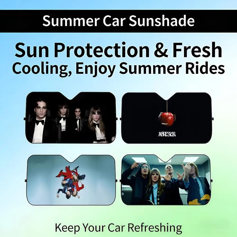Parasole Retrattile per Parabrezza Auto Rock Band MManeskinS Protezione UV