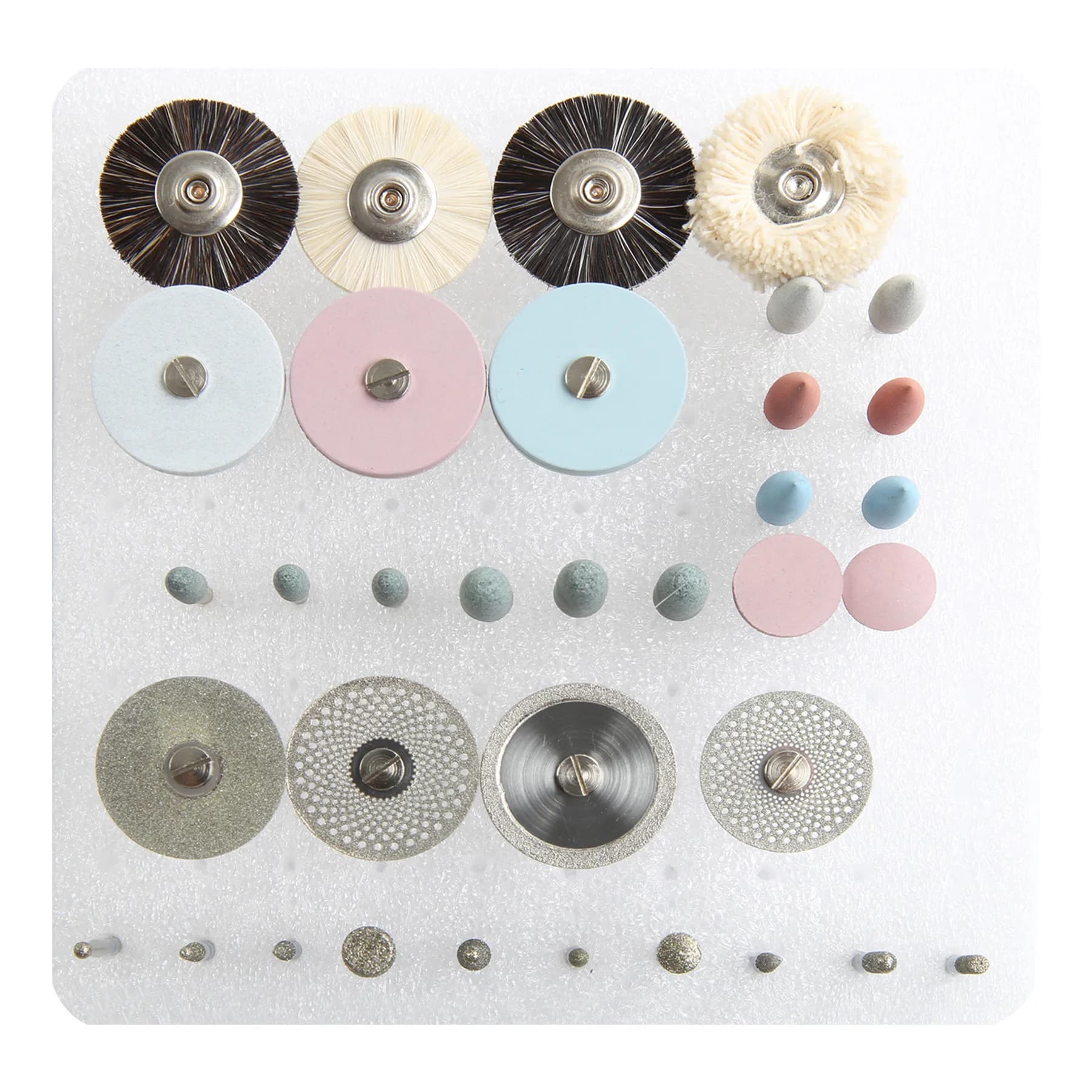 35 pz/set Dentista Strumento Frese Diamantate Pennello Materiale Laboratorio Dentale Lucidatura HP Kit Ceramica Porcellana Rettifica