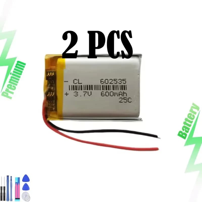 Confezione da 2 batterie al litio da 3,7 V 600 mAh 2,22 Wh 602535 Lipo per altoparlante Bluetooth MP4