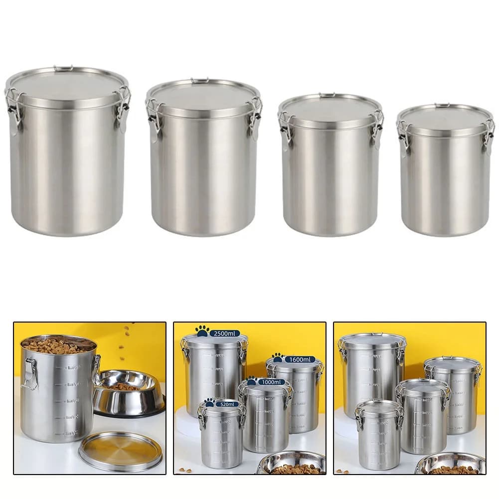 520/1000/1600/2500ml Stainless Steel Airtight Coffee Bean Canister, Tea Canister, Kitchen Food Storage Container