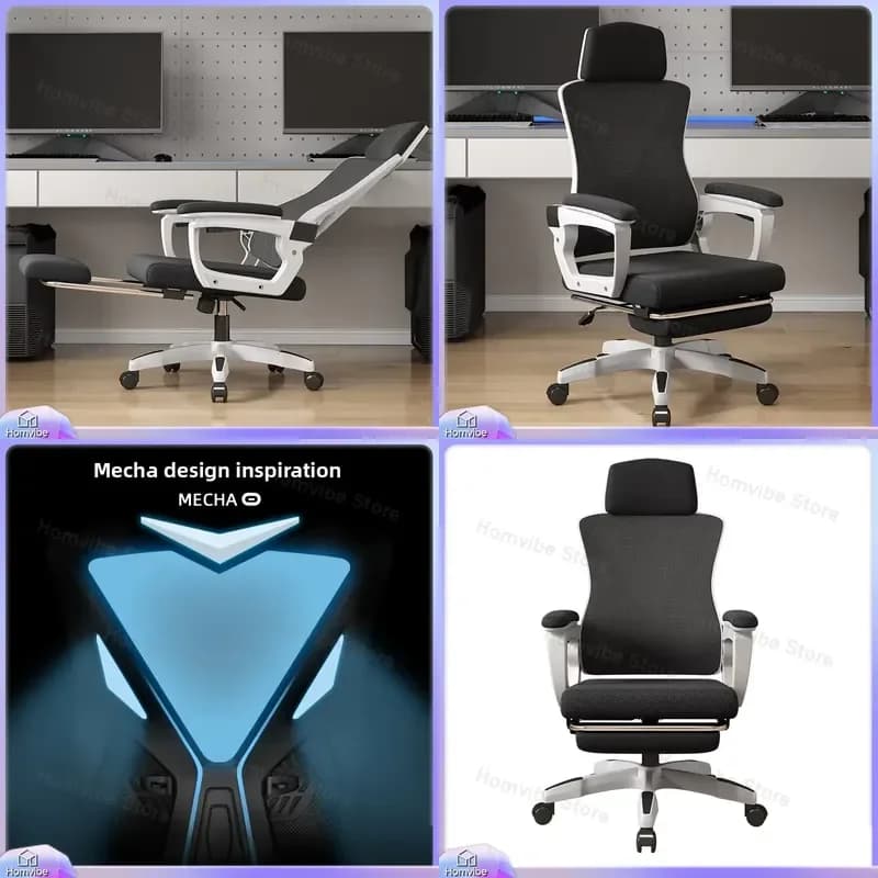 Gaming Chair Ergonomic Computer Chair with Adjustable Height Reclining Backrest Breathable Mesh Back Office Chair for