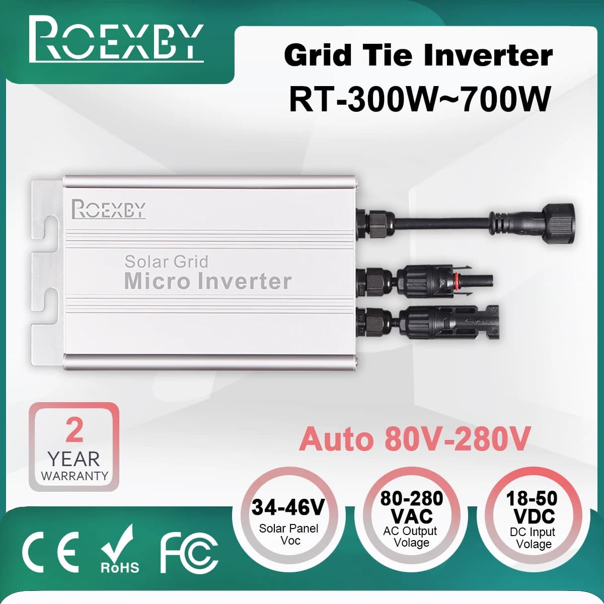 Inverter di rete solare MPPT 300W 350W 500W 600W 700W Sistema microinverter modulare intelligente PV DC per uscita AC 120V/230V Alimentazione residenziale e commerciale
