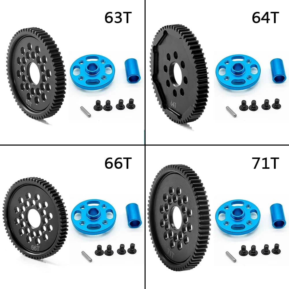 Set di ingranaggi cilindrici in metallo ad alta velocità 63T-71T per aggiornamento auto Tamiya TT-02/ TT02 1/10 RC | Durevole supporto per ingranaggi 54500