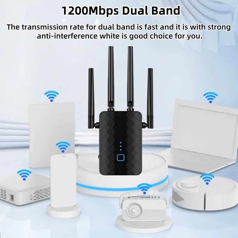 Ripetitore WiFi 1200Mbps 2.4G 5GHz Dual Band Extender di segnale Wi-Fi 802.11ac Gigabit Amplificatore Router Amplificatore di segnale a lungo raggio