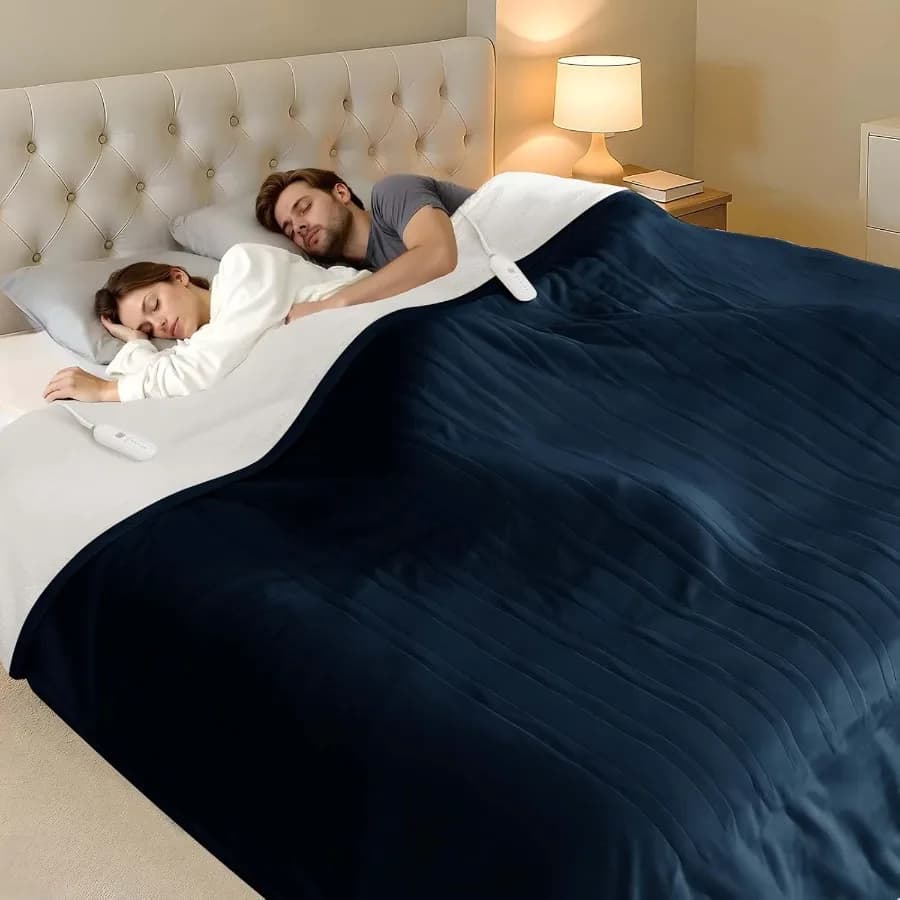 Coperta riscaldata Queen Size - Coperta elettrica a doppio controllo Queen con 5 livelli di riscaldamento Protezione da surriscaldamento con spegnimento automatico di 10 ore