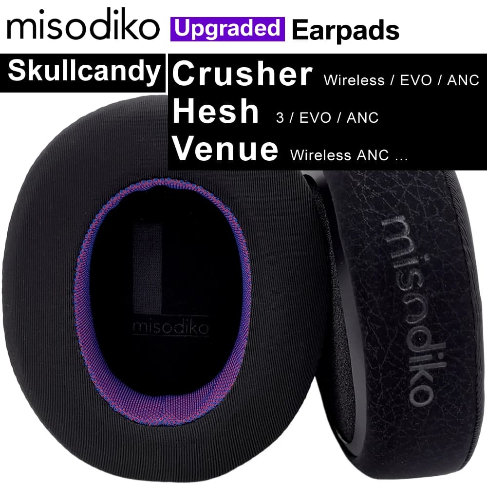 Sostituzione dei cuscini dei cuscinetti auricolari aggiornati misodiko per le cuffie Skullcandy Venue, Hesh 3, Crusher Wireless / EVO / ANC