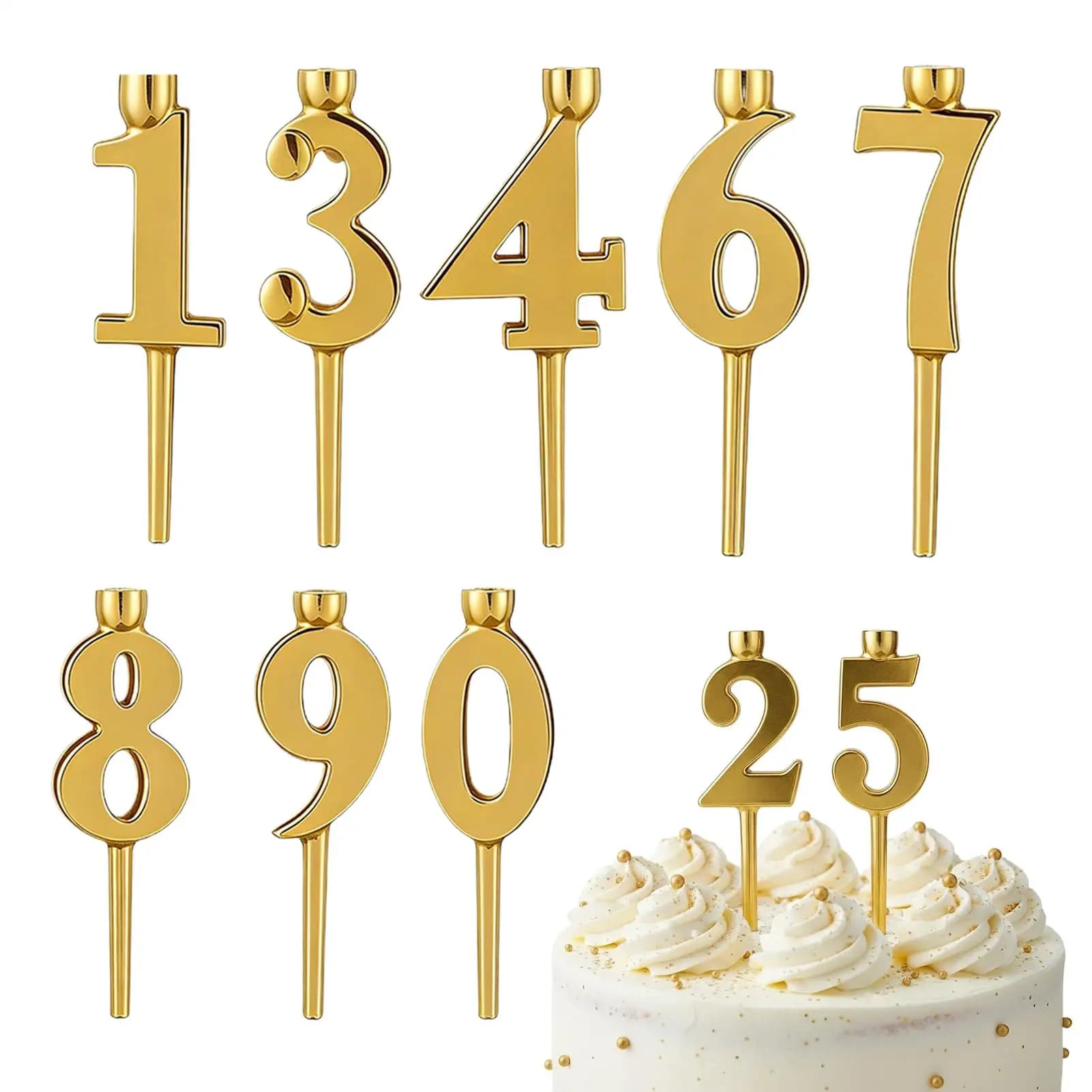 Candela di compleanno con numeri da 0 a 9, decorazione per torta di buon compleanno, topper per torte, decorazioni per cupcake per baby shower, decorazioni per torte nuziali