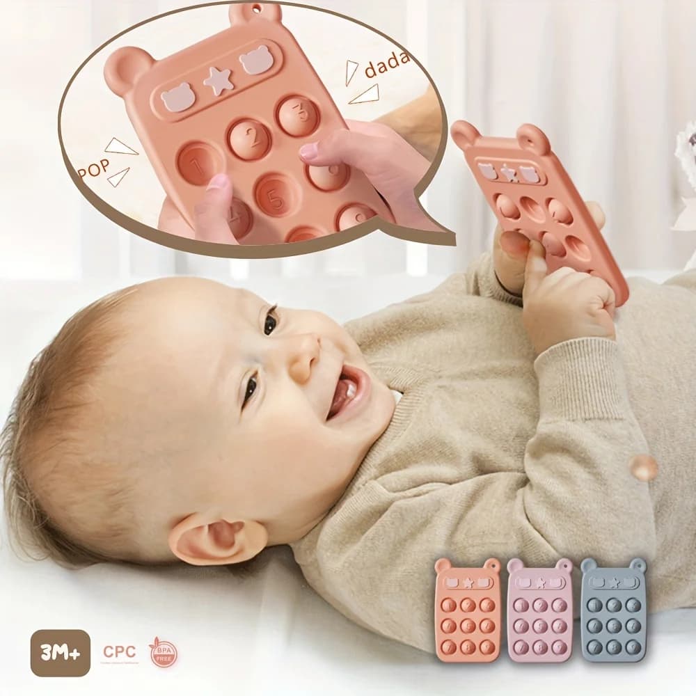 1 pz giocattolo per massaggiagengive mobile divertente per bambini, bastoncini per dentizione in silicone, allenamento per la concentrazione, giocattolo educativo per pacificare il suono di pressatura