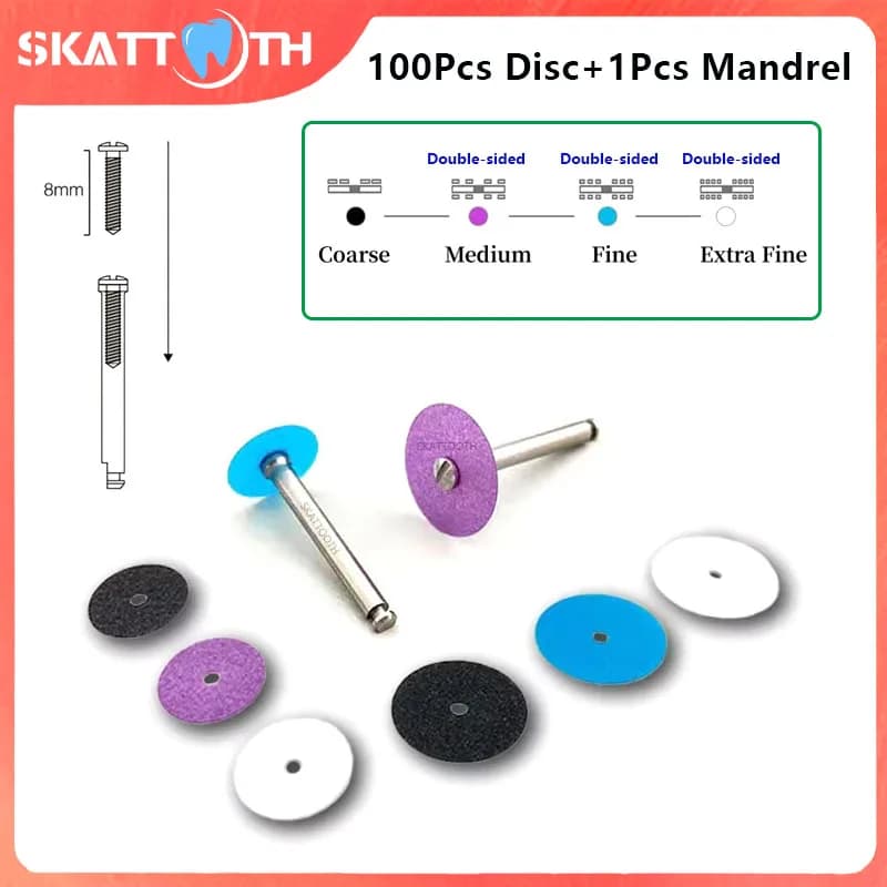 Dischi per lucidatura a stelo bifacciale dentale da 100 pezzi riduzione Gross Contouring mandel Stripes Set sbiancamento dei denti materiale per odontoiatria