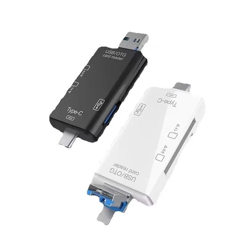 6 in 1 USB2.0 OTG Card Reader Adapter Type C Micro USB Multifunctional High Speed SD TF Memory Card Transfer Splitter