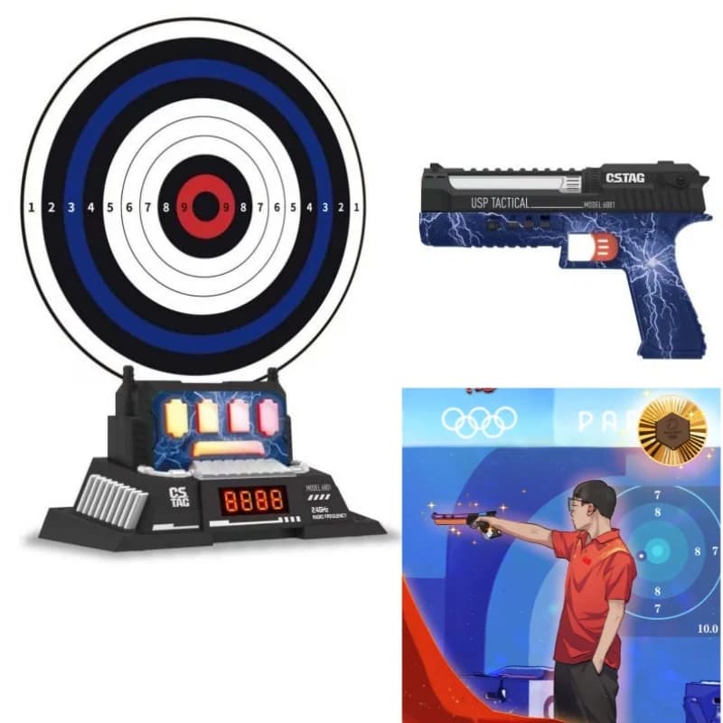 CSTAG AI Competizione di tiro al bersaglio Set di pistole laser Gioco di punteggio intelligente Gioco di sport all'aria aperta per interni Regalo giocattolo per bambini