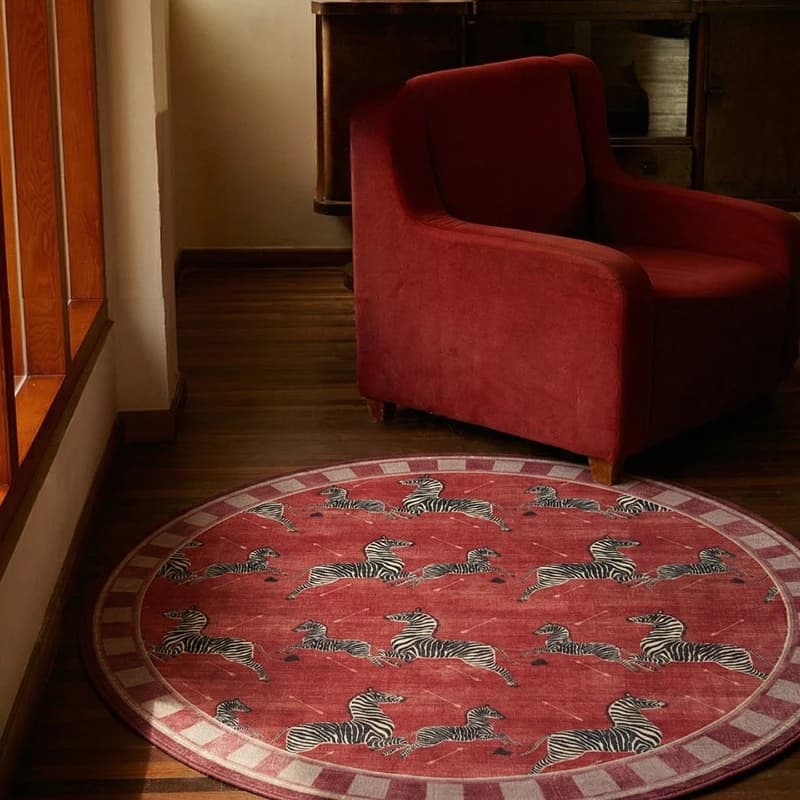 Tappeto Rotondo con Motivo Leopardato per Camera da Letto, Morbido Tappetino Peloso per Casa, Tappeto Spesso in Peluche per Salotto, Tappeti in Stile Retrò per Soggiorno