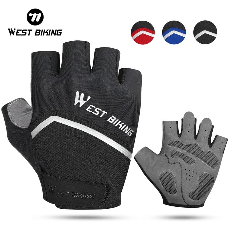 WEST BIKING mezze dita guanti da ciclismo antiurto resistente all'usura traspirante MTB guanti da bicicletta da strada uomo donna guanti sportivi da bici