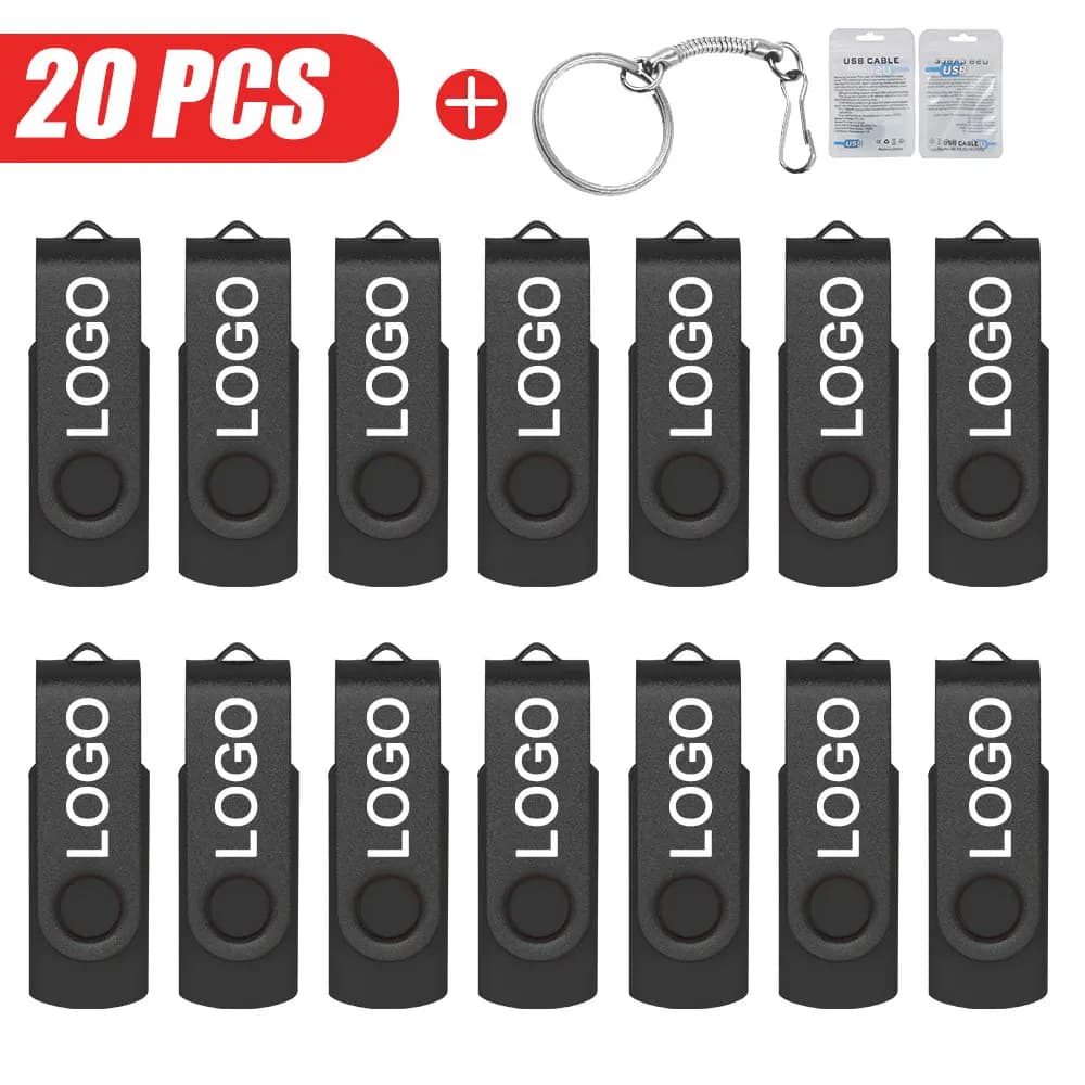 20 pz/lotto Logo Personalizzato USB 2.0 Flash Drive Pen Drive 4GB 8GB 16GB 32GB Pendrive 64GB Memory Stick Capacità Reale U Disco Cle Usb