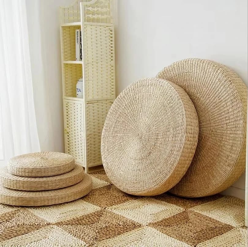 5 sizes warm round natural straw pouf Tatami cushion floor cushions meditation Yoga mat round Zafu chair cushion 40/45/50/60/70cm
