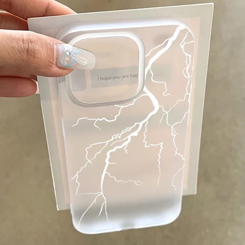 White lightning matte semi transparent phone case suitable for iPhone 17 16 15 14 13 12 11 Pro/Max/Plus anti drop and shockproof