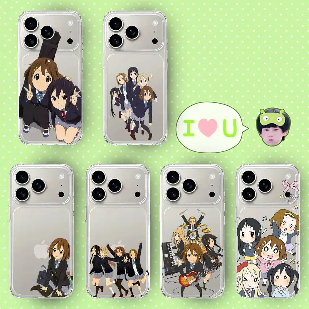 Cover per telefono Amine K-ON per iPhone 17 16 15 14 Plus 13 12 11 Pro Max, trasparente