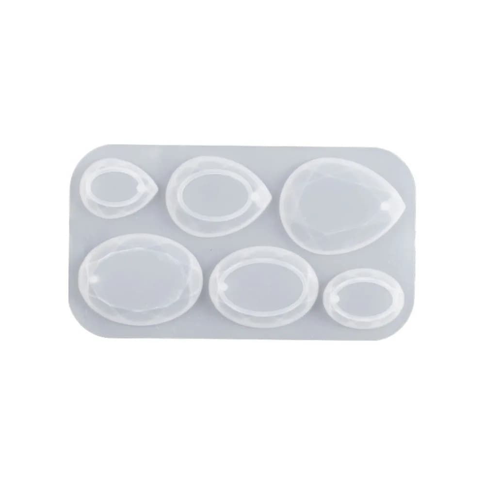 6 Cavities Resin Jewelry Mold with Hanging Hole DIY Resin Casting Mold ith Hanging Hole Waterdrop Oval Shape Epoxy Resin Mold