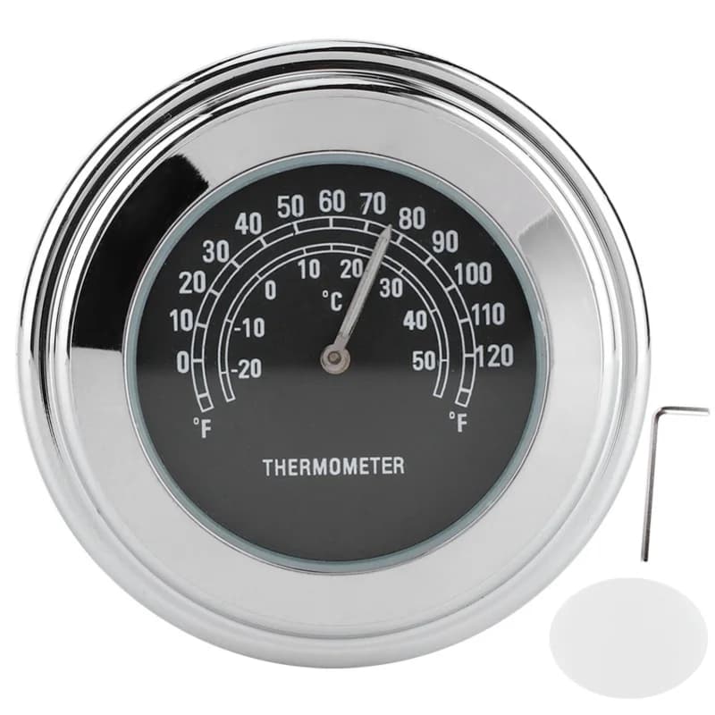 Thermometer for mounting on 1 inch handlebar 7/8 inches - 20 °C ‐ 50 °C Measuring dial resistant to motorcycle weather (black)
