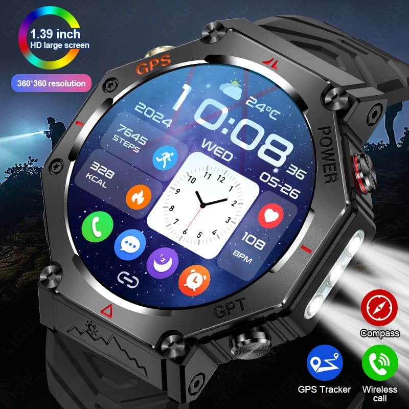 LIGE 2025 GPS Astuto Della Vigilanza Degli Uomini GPT AI Assistente Vocale Chiamata Bluetooth 3ATM Bussola Impermeabile Sport Militare Smartwatch Uomini Donne