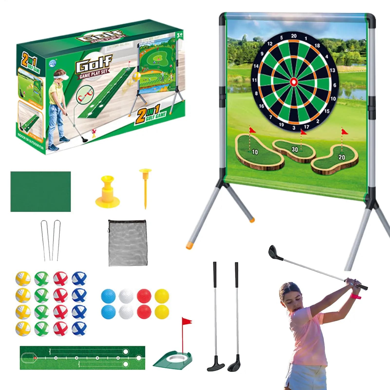 Gioco da golf appiccicoso Aiuto per l'allenamento del golf Giochi all'aperto Giocattoli sportivi con palline T-shirt Putting Mat Attività esterne per l'allenamento